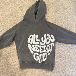 Gray Kids Hoodie with White Print